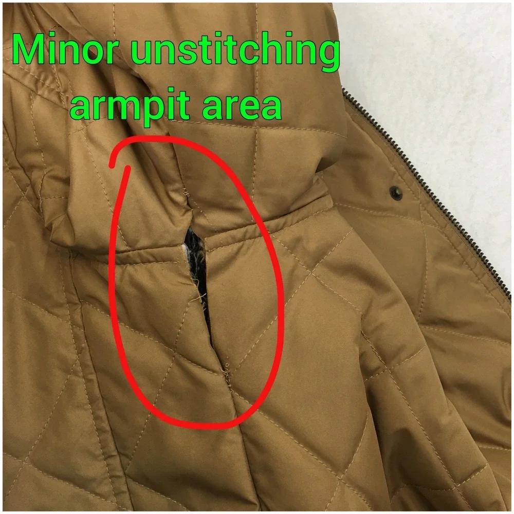 Vintage Polo Ralph Lauren Quilted Barn Jacket Tan Full Zip Collar Pockets Mens L